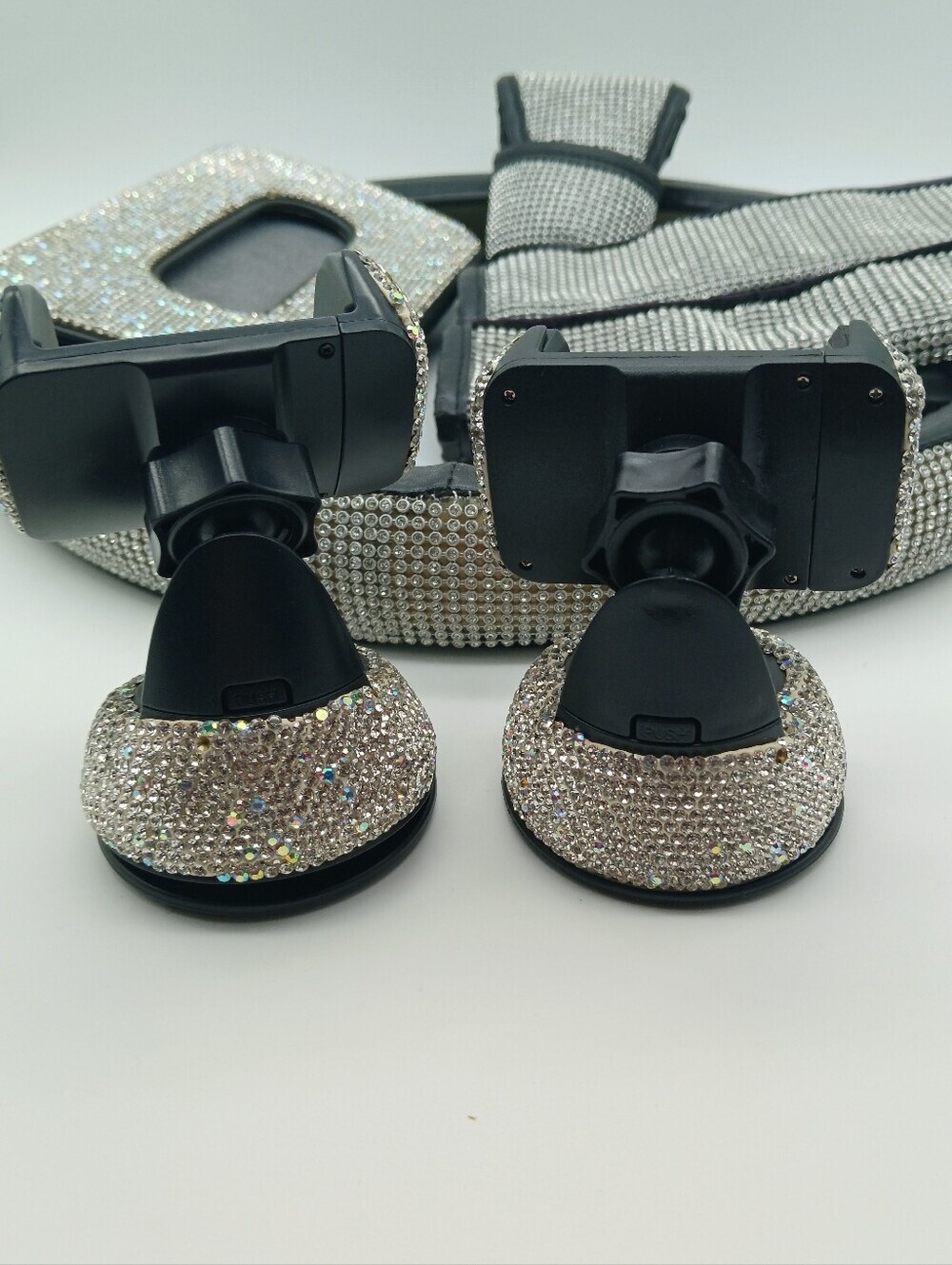 Crystal Rhinestone Car Accessory Set - Silver Bling - Picture 6 of 9